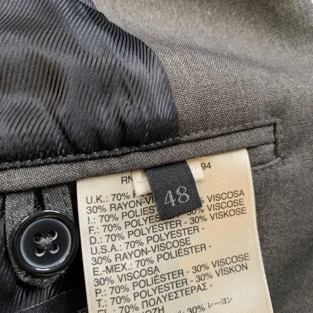 Diesel‎ Blazer Mens 38 (EU 48) Graphite Slim Fit Two Button Front Notch Lapel